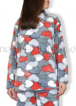 Пухена зимна пижама на червени сърца 6909