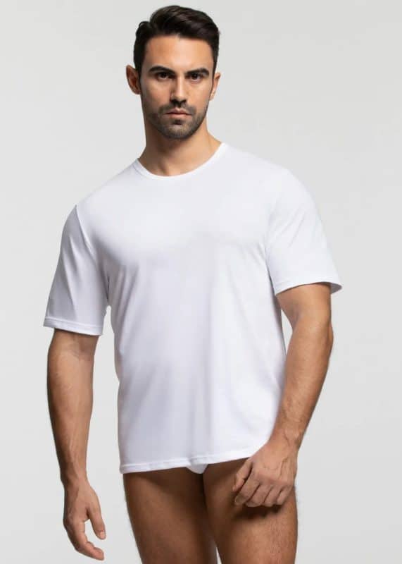 Мъжка тениска от 100% органичен памук Pompea Cotton Planet бял