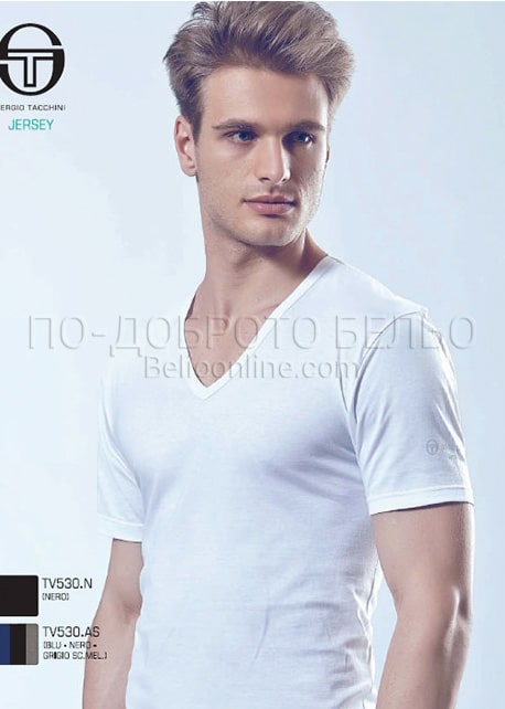 Мъжка тениска с къс ръкав и остро деколте Sergio Tacchini TV530.B