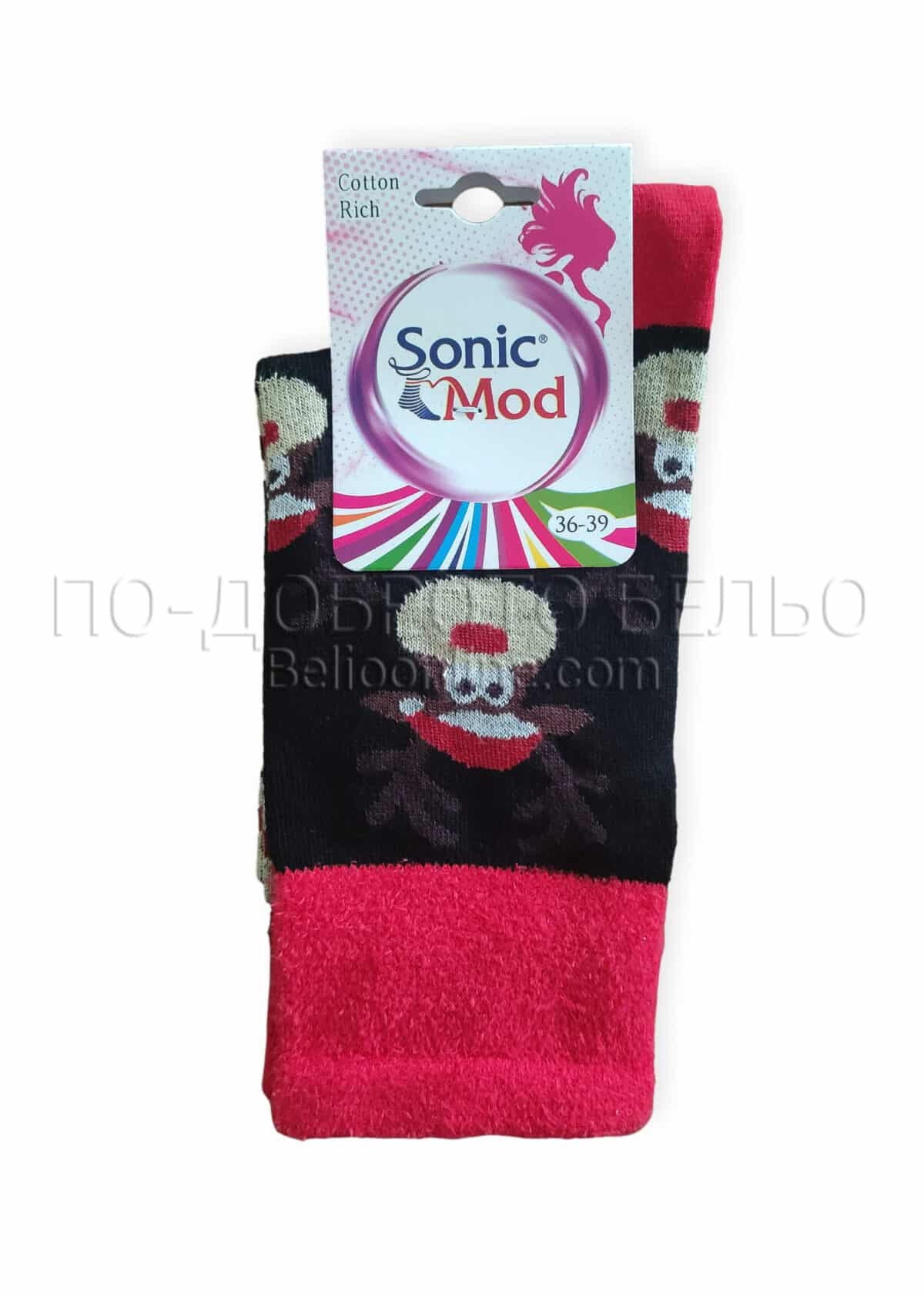 Дамски коледни чорапи с еленчета в черно Sonik Mod 12414