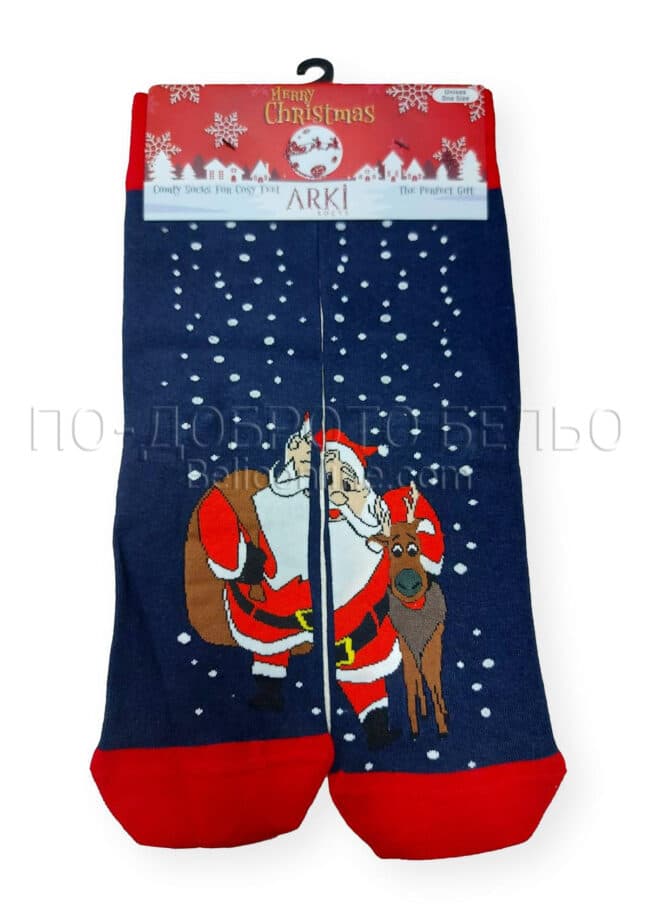 Коледни чорапи Arki с Дядо Коледа и Еленче 12111