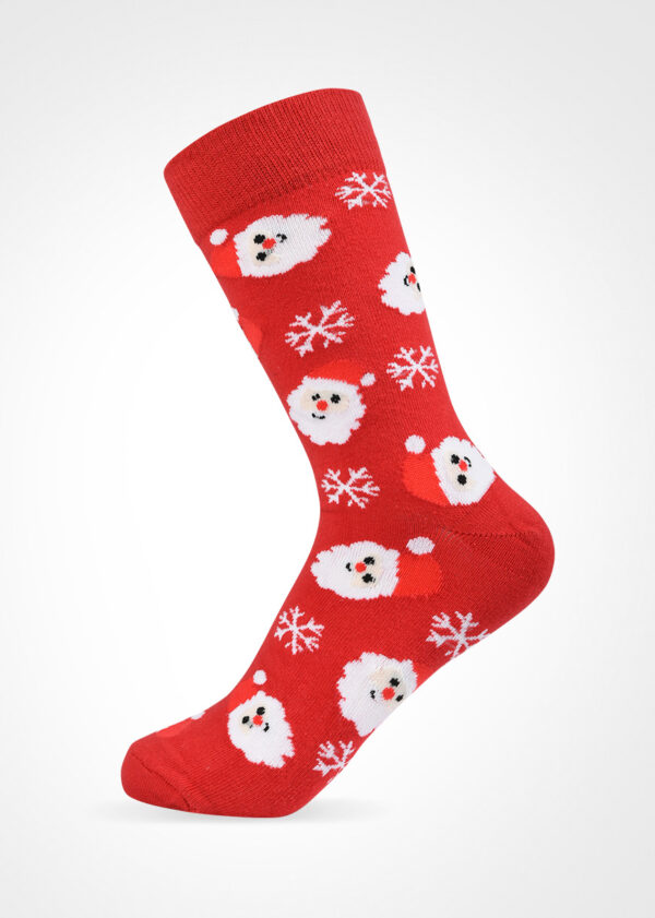 Коледни дамски чорапи с Дядо Коледа и снежинки Mirox Socks 7623 червен