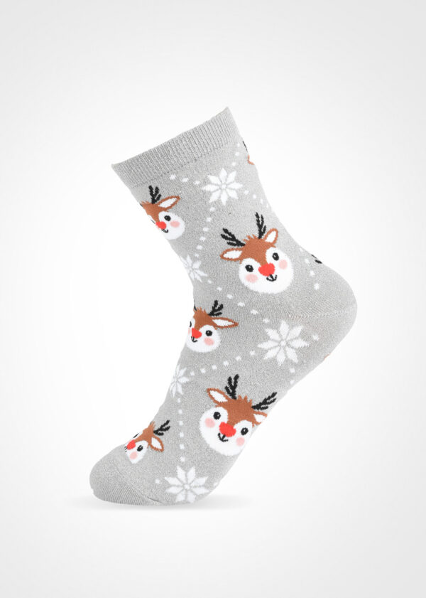 Коледни дамски чорапи с еленчета Aura Via 7660 сиви