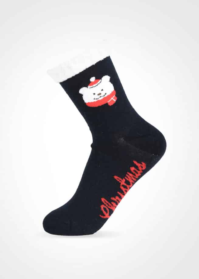 Коледни дамски чорапи с Мече Aura Via 7661-1 черен