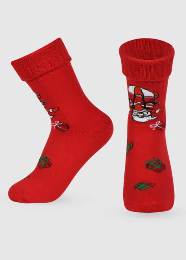 Коледни дамски термо чорапи с Дядо Коледа Aura Via 7622 червен