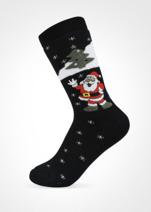 Коледни дамски термо чорапи с Дядо Коледа Roff 7612-1 черен