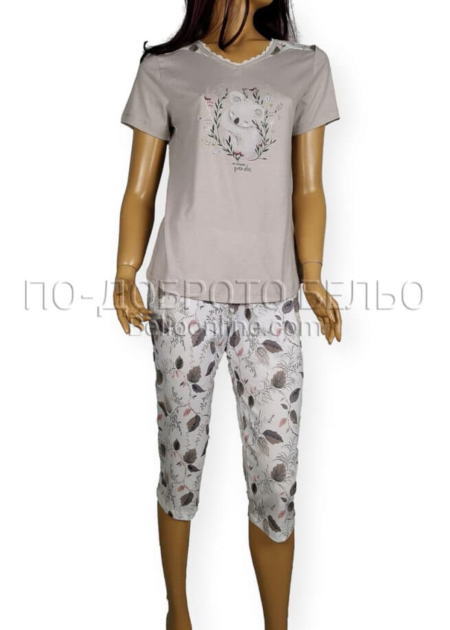 Дамска памучна пижама с къс ръкав Иватекс 3782 Коала