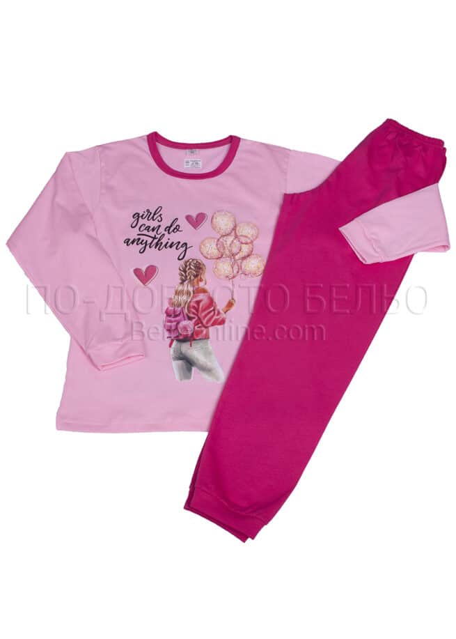 Детска пижама за момиче Златев Момиче с балони в розово