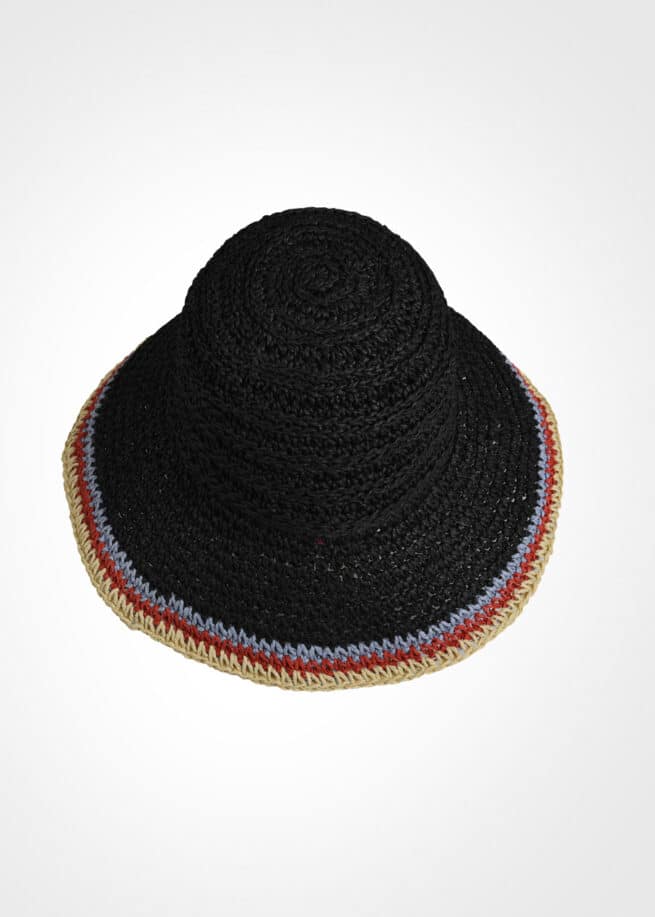 Плажна шапка с периферия New Silhouette 9258 черна с цветен кант
