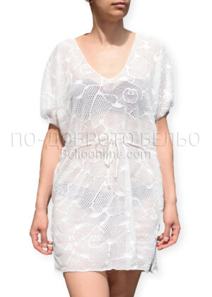 Бяла дантелена плажна рокля Simona 13715