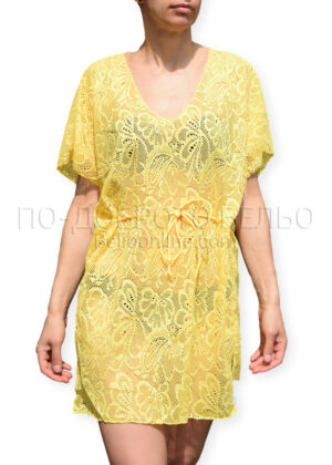 Дантелена рокля за плаж в жълто Sun 13718