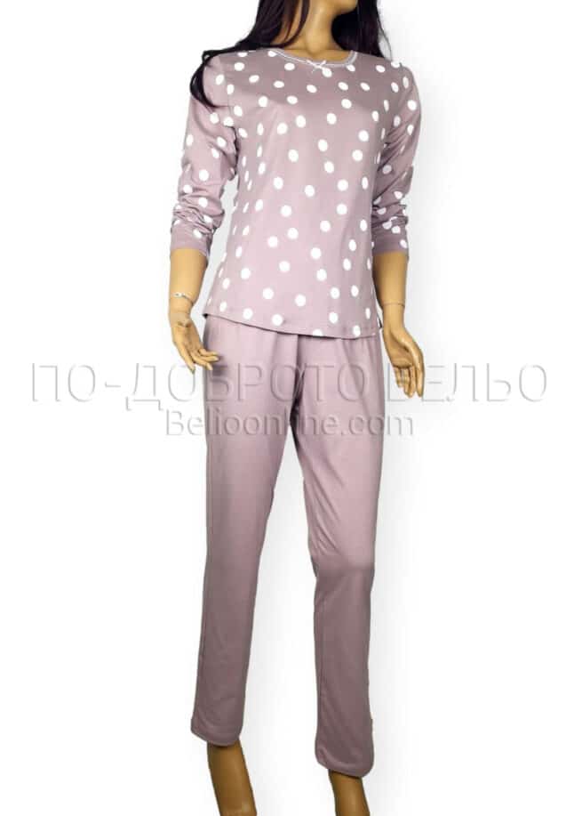 Дамска пижама от памук Иватекс 3858 пепел от рози на точки
