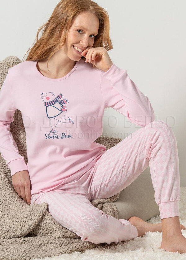 Дамска памучна пижама Cotonella DDF52 Мечо с кънки