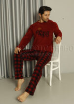 Мъжка поларена пижама King 14907 бордо