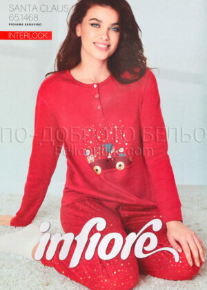 Червена коледна дамска пижама Infiore 651468 Santa Claus