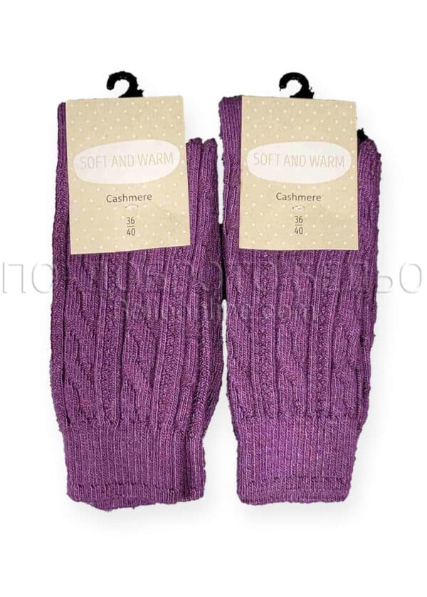 Кашмирени дамски чорапи La Diva Soft and Warm Cashmere лилав