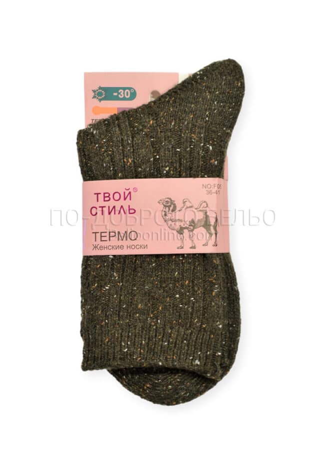 Дамски термо чорапи от камилска вълна 15270 камуфлажно зелен