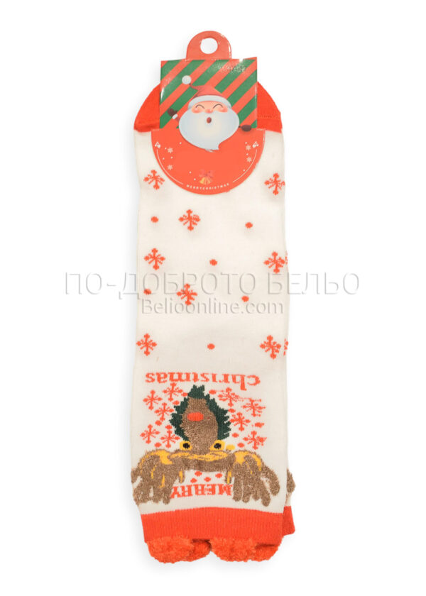 Коледни чорапи с ушички Merry Christmas Елен 15258