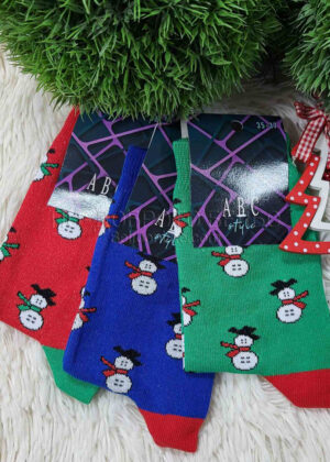 Коледни дамски къси чорапи ABC Снежни човечета 15326