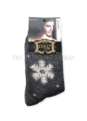 Вълнени дамски термо чорапи от ангора 15377 тъмно сив