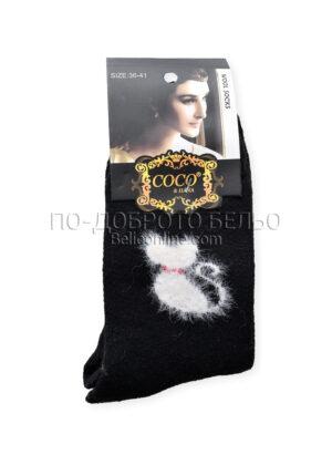 Вълнени дамски термо чорапи от ангора 15390 черен