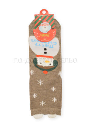 Весели коледни чорапи с ушички Снежен човек 15264