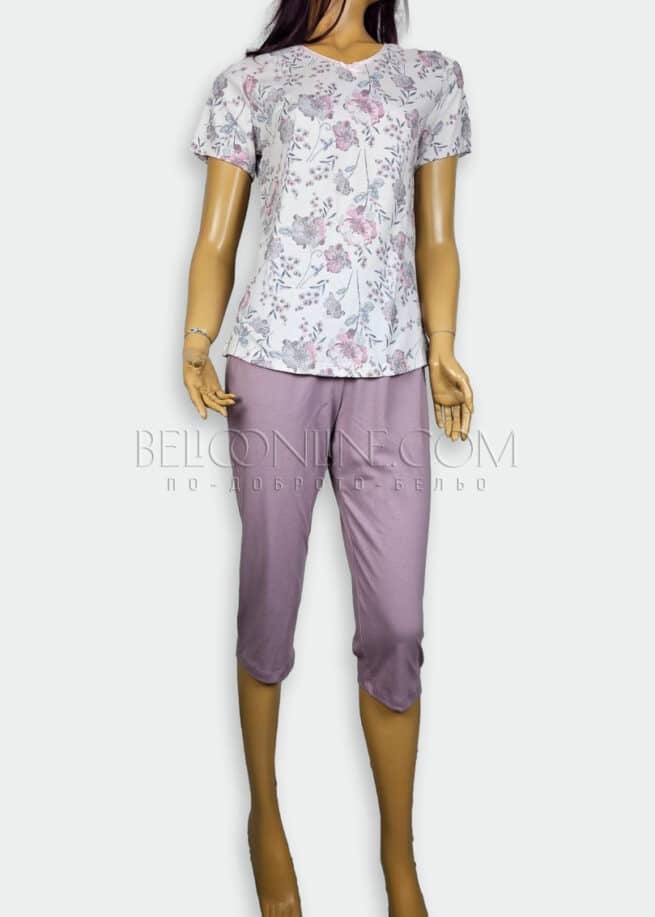 Дамска пижама Иватекс 3930 с къс ръкав и 7/8 панталон