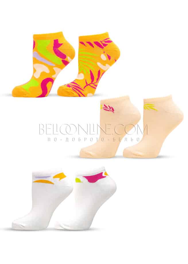 Комплект дамски къси чорапи Happy Foottopia оранжеви вълни