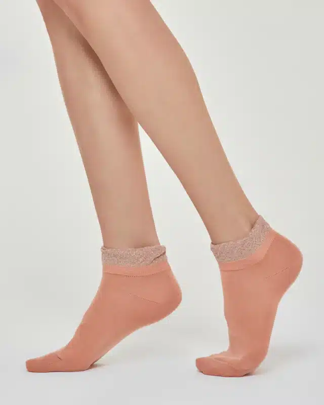 Луксозни дамски чорапи с блестящ ластик Pompea Bice оранжев