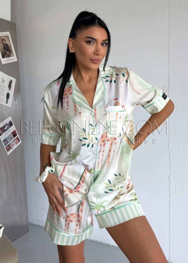 Сатенена пижама с къс ръкав Coccolarsi 272 Жираф